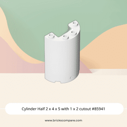 Cylinder Half 2 x 4 x 5 with 1 x 2 cutout #85941 - 1-White