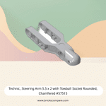 Technic, Steering Arm 5.5 x 2 with Towball Socket Rounded, Chamfered #57515 - 194-Light Bluish Gray