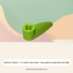 Technic Tooth 1 x 3 with Axle Hole - Rounded Underside #41669  - 119-Lime