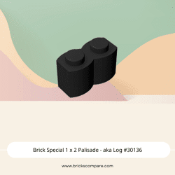 Brick Special 1 x 2 Palisade - aka Log #30136 - 26-Black