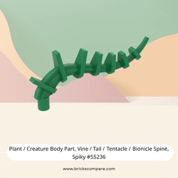 Plant / Creature Body Part, Vine / Tail / Tentacle / Bionicle Spine, Spiky #55236 - 28-Green