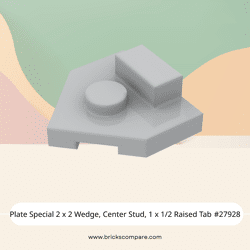 Plate Special 2 x 2 Wedge, Center Stud, 1 x 1/2 Raised Tab #27928 - 194-Light Bluish Gray