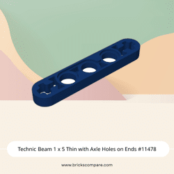 Technic Beam 1 x 5 Thin with Axle Holes on Ends #11478 - 140-Dark Blue