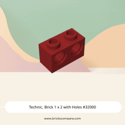 Technic, Brick 1 x 2 with Holes #32000 - 154-Dark Red