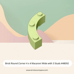 Brick Round Corner 4 x 4 Macaroni Wide with 3 Studs #48092 - 326-Yellowish Green