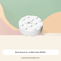 Brick Round 4 x 4 With Hole #87081 - 1-White