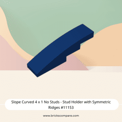 Slope Curved 4 x 1 No Studs - Stud Holder with Symmetric Ridges #11153  - 140-Dark Blue
