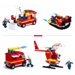 Sluban M38-0622D Fire Hero: 4 Cloud Ladder Fire Engines, Fire Hoverboats, Fire Engines, Helicopters