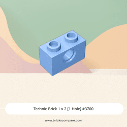Technic Brick 1 x 2 [1 Hole] #3700 - 212-Bright Light Blue