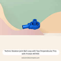 Technic Rotation Joint Ball Loop with Two Perpendicular Pins with Friction #47455 - 23-Blue