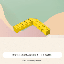 Brick 5 x 5 Right Angle (1 x 4 - 1 x 4) #32555 - 24-Yellow