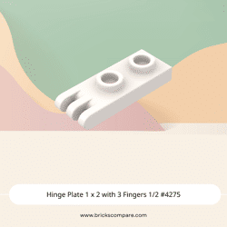 Hinge Plate 1 x 2 with 3 Fingers 1/2 #4275 - 1-White