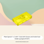 Plate Special 1 x 2 with 1 Stud with Groove and Inside Stud Holder (Jumper) #15573 - 44-Trans-Yellow