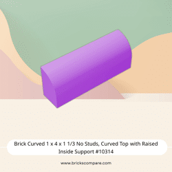 Brick Curved 1 x 4 x 1 1/3 No Studs, Curved Top with Raised Inside Support #10314  - 324-Medium Lavender