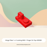 Hinge Plate 1 x 2 Locking With 1 Finger On Top #30383 - 21-Red