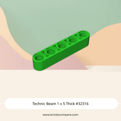 Technic Beam 1 x 5 Thick #32316 - 37-Bright Green