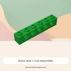 Technic Brick 1 x 6 [5 Holes] #3894 - 28-Green