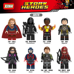 XINH X0179 Super Heroes 8 Superwoman, Prometheus, Fire Storm, Live Knots, Female Hunter, Atomic Man, Rick Flegg, Huimeizi Quinn
