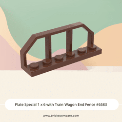 Plate Special 1 x 6 with Train Wagon End Fence #6583 - 192-Reddish Brown