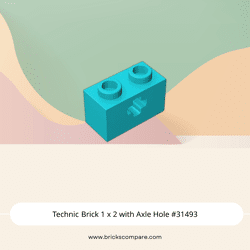 Technic Brick 1 x 2 with Axle Hole #31493 - 322-Medium Azure