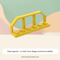Plate Special 1 x 6 with Train Wagon End Fence #6583 - 24-Yellow