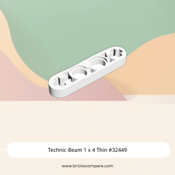 Technic Beam 1 x 4 Thin #32449 - 1-White