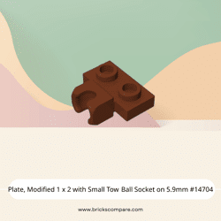 Plate, Modified 1 x 2 with Small Tow Ball Socket on 5.9mm #14704 - 192-Reddish Brown