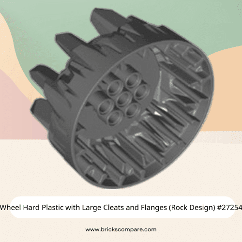 Wheel Hard Plastic with Large Cleats and Flanges (Rock Design) #27254 - 199-Dark Bluish Gray