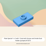 Plate Special 1 x 2 with 1 Stud with Groove and Inside Stud Holder (Jumper) #15573 - 102-Medium Blue