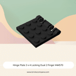 Hinge Plate 3 x 4 Locking Dual 2 Finger #44570 - 26-Black