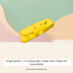 Hinge Cylinder 1 x 3 Locking with 1 Finger and 2 Fingers On Ends #30554 - 24-Yellow