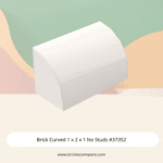 Brick Curved 1 x 2 x 1 No Studs #37352 - 1-White