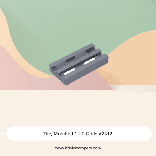 Tile, Modified 1 x 2 Grille #2412  - 315-Flat Silver