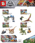 SY 1113A Dinosaur World: 8 dinosaurs and motorcycle minifigures