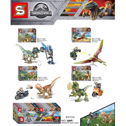 SY 1113A Dinosaur World: 8 dinosaurs and motorcycle minifigures