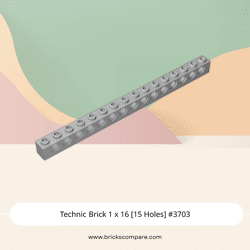 Technic Brick 1 x 16 [15 Holes] #3703 - 194-Light Bluish Gray