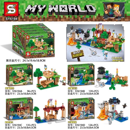 SY SY6194 Minecraft: 4 Milin chicken coops, jungle rivers, skeleton caves, cave adventures