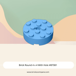 Brick Round 4 x 4 With Hole #87081 - 102-Medium Blue