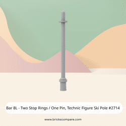 Bar 8L - Two Stop Rings / One Pin, Technic Figure Ski Pole #2714 - 194-Light Bluish Gray