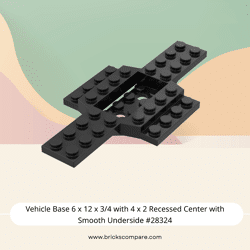 Vehicle Base 6 x 12 x 3/4 with 4 x 2 Recessed Center with Smooth Underside #28324 - 26-Black