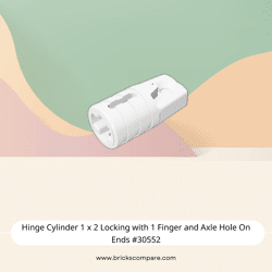 Hinge Cylinder 1 x 2 Locking with 1 Finger and Axle Hole On Ends #30552 - 1-White