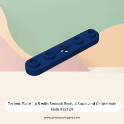 Technic Plate 1 x 5 with Smooth Ends, 4 Studs and Centre Axle Hole #32124 - 140-Dark Blue