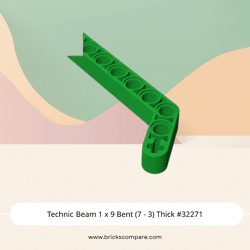 Technic Beam 1 x 9 Bent (7 - 3) Thick #32271 - 28-Green