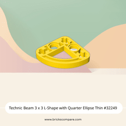 Technic Beam 3 x 3 L-Shape with Quarter Ellipse Thin #32249 - 24-Yellow
