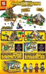 SY SY1362B Peaceful Elite: 2-in-1 architectural battle scenes, rain forest riverside cabins, snow farm cabins