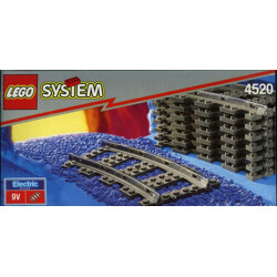 Lego 4520 9V powered-up curved train tracks