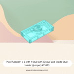 Plate Special 1 x 2 with 1 Stud with Groove and Inside Stud Holder (Jumper) #15573 - 42-Trans-Light Blue