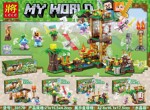 LELE 33178-4 Minecraft Mantle Scene 4 in 1 Crystal Edition 4 Riverside FireHouse, Big Tree Windmill, Pumpkin Wheel, Skull Lodge