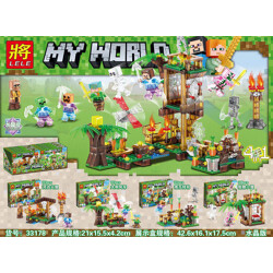 LELE 33178-4 Minecraft Mantle Scene 4 in 1 Crystal Edition 4 Riverside FireHouse, Big Tree Windmill, Pumpkin Wheel, Skull Lodge