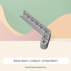 Technic Beam 1 x 9 Bent (7 - 3) Thick #32271 - 194-Light Bluish Gray